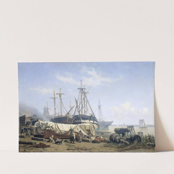 Midday break at a Shipyard on the Maas by Johan Conrad Greive