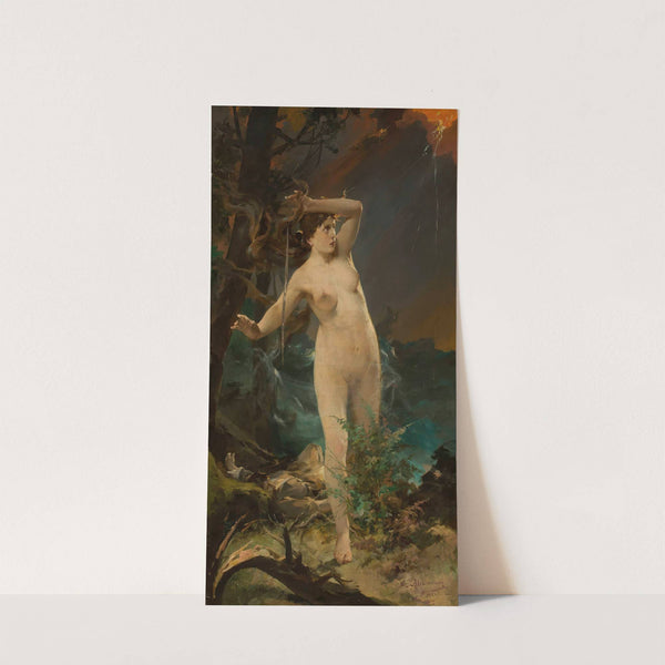 Milda – female nude against the landscape of rough sea (1910) by Kazimierz Alchimowicz