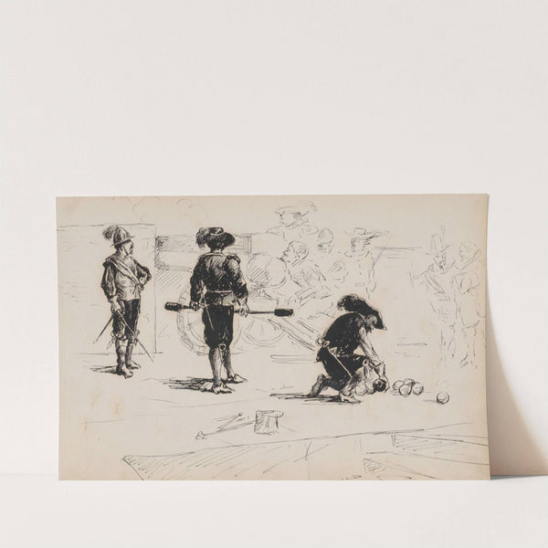 Militairen bij een kanon (1880) by Marius Bauer