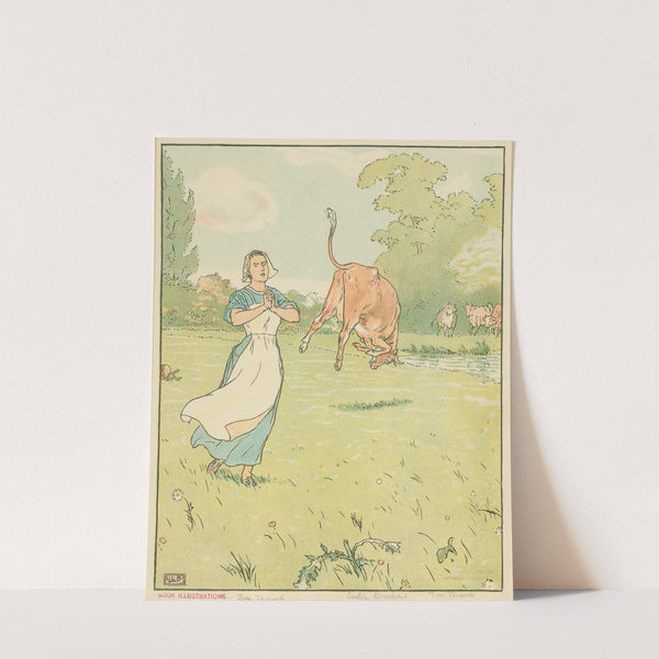 Milkmaid and cows in a field (1922) by Leonard Leslie Brooke