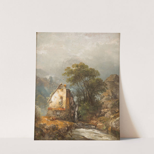 Mill by a stream by Carl Hilgers