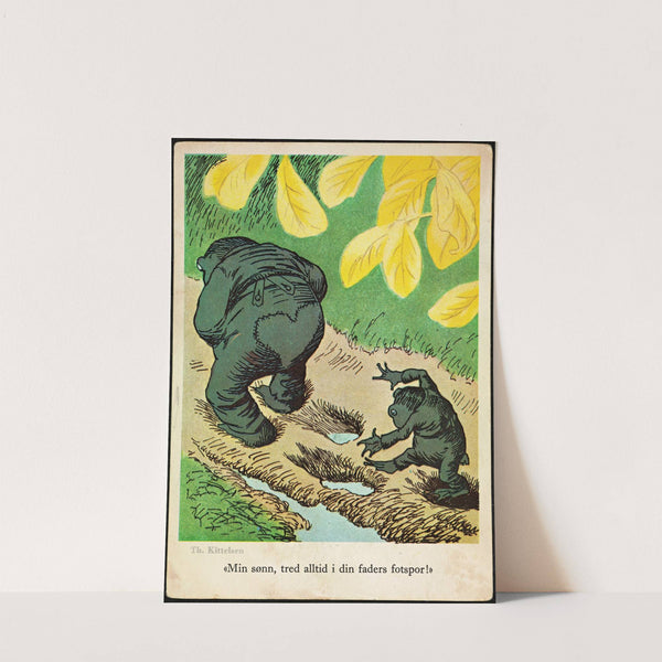 Min sønn, tred alltid in din faders fotspor! (My son, always follow in your father’s footsteps!) (1893) by Theodor Kittelsen