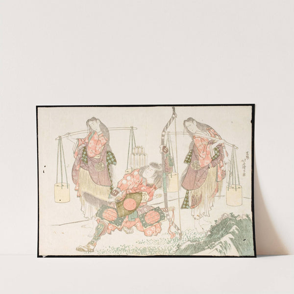 Minamoto no Tametomo and Two Salt Gatherers by Katsushika Hokusai