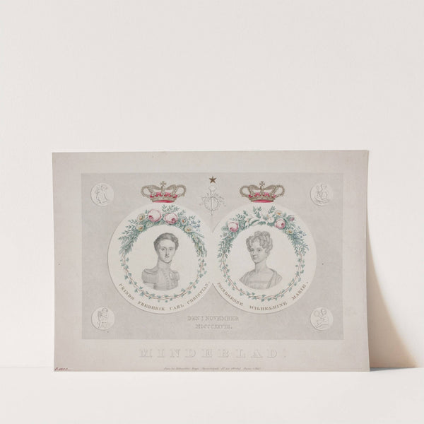 Mindeblad for prins Frederik, senere kong Frederik d. 7, og prinsesse Wilhelmine (1828) by Oluf Olufsen Bagge