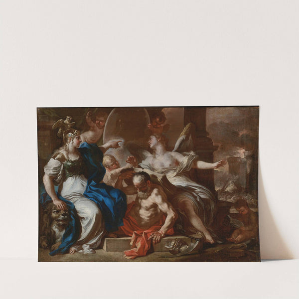 Minerva With Chronos And History; A Study For An Allegory Of The Reign Of The Hapsburgs In Naples by Francesco Solimena