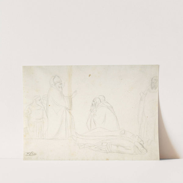 Miracle of St. Sylvester; the Raising of Two Pagan Priests, after Maso di Banco, S. Croce, Florence by Jean-Hippolyte Flandrin