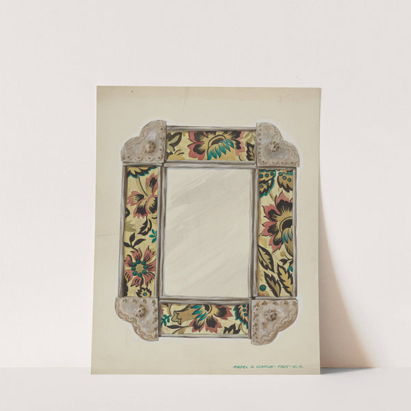 Mirror, Framed with Wall Paper Panels, Bordered in Tin by Majel G. Claflin