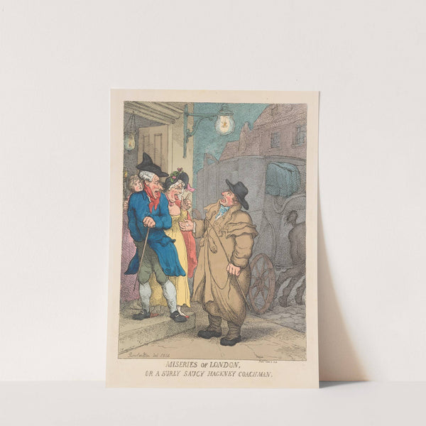 Miseries of London, or a surley, saucy Hackney coachman (1814) by Thomas Rowlandson