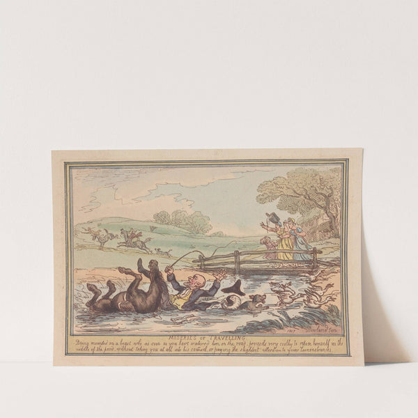 Miseries of travelling; Being mounted on a beast . . . . (1807) by Thomas Rowlandson