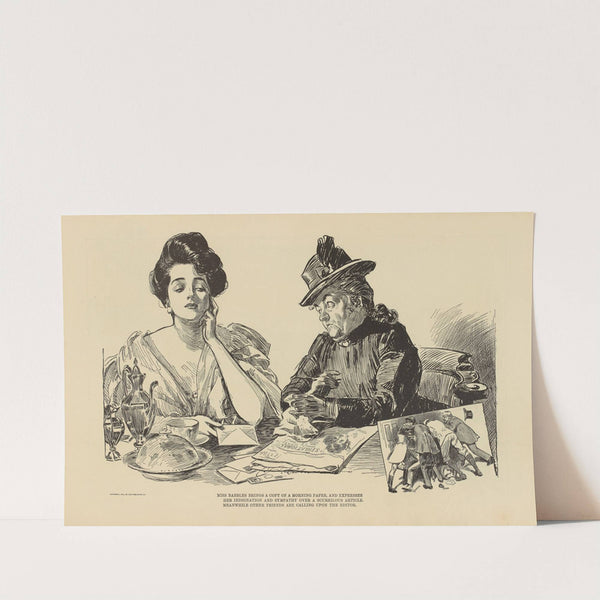 Miss Babbles brings a copy of a morning paper (1900-1905) by Charles Dana Gibson