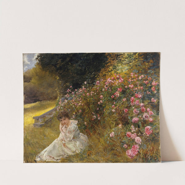 Miss Hardy on the rose terrace in Rugenpark (Interlaken) (1883) by Clara von Rappard