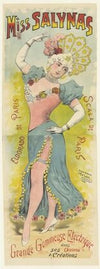 Miss Salynas, Eldorado de Paris, Scala de Paris, grande gommeuse électrique dans ses oeuvres et créations (1895)
