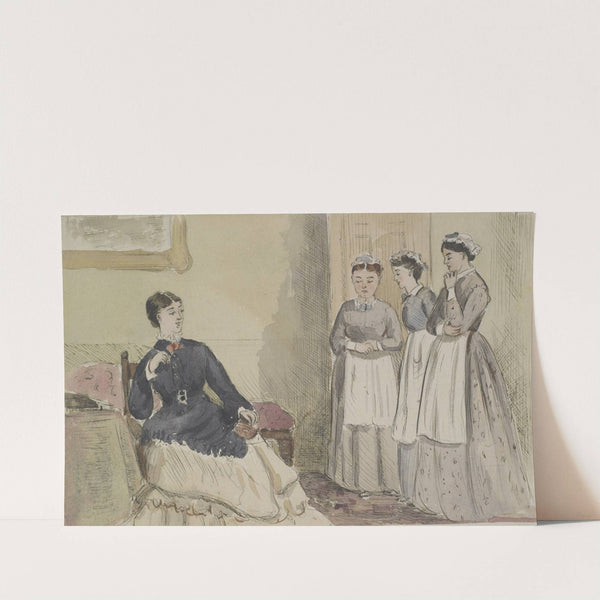 Mistress and three servants by John Leech