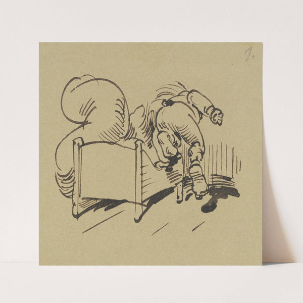 Mit kühnem Mut aus seinem Bett ; Schwingt sich der Turner Hoppenstedt (1871) by Wilhelm Busch