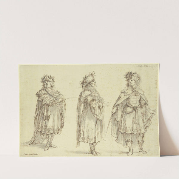 Mit Lorbeer gekrönter Geiger, drei Mal gezeichnet by Stefano Della Bella