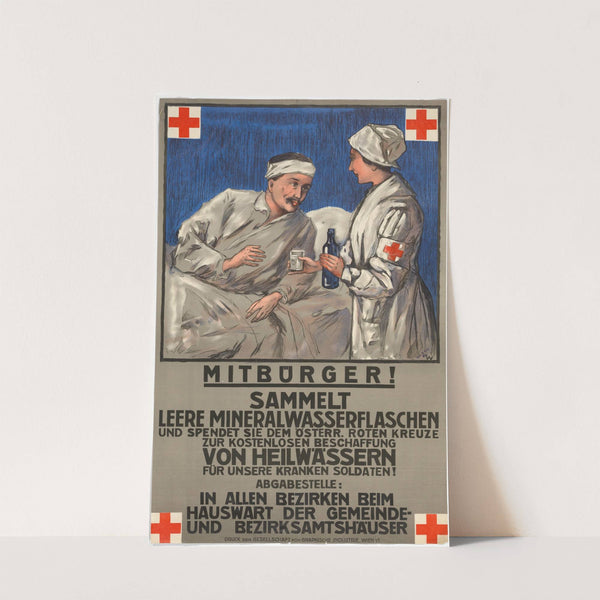 Mitbürger sammelt leere Mineralwasserflaschen (1917) by Gesellschaft für Graphische Industrie