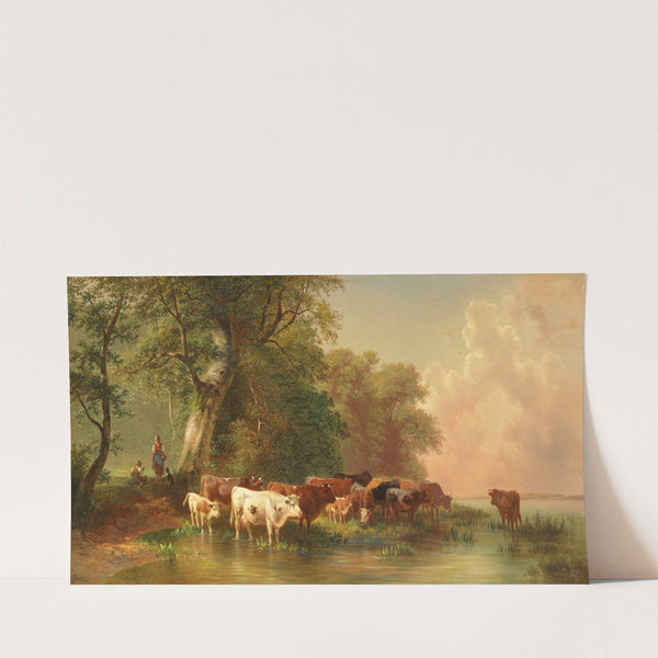 Mittagsrast des Viehhirten am Seeufer (Ca. 1870) by Friedrich Voltz