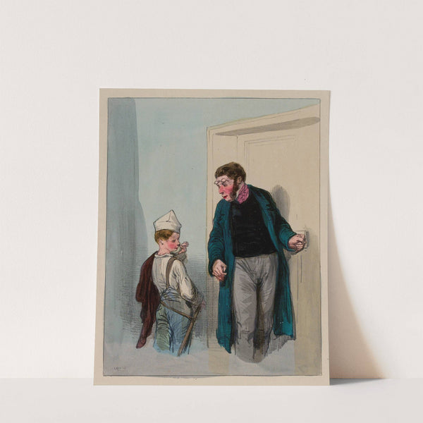 M’man n’y est pas, parce que tu rentres avant cinq heures, puisque si tétais pas revenu avant cinq heures, n’y avait p (1838-1840) by Paul Gavarni