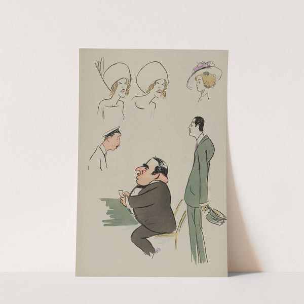 Mme Meuges, Mme Hébrard, M Denfert-Rochereau, Rodolphe Teutch, Constant Say (1912) by Georges Goursat (Sem)