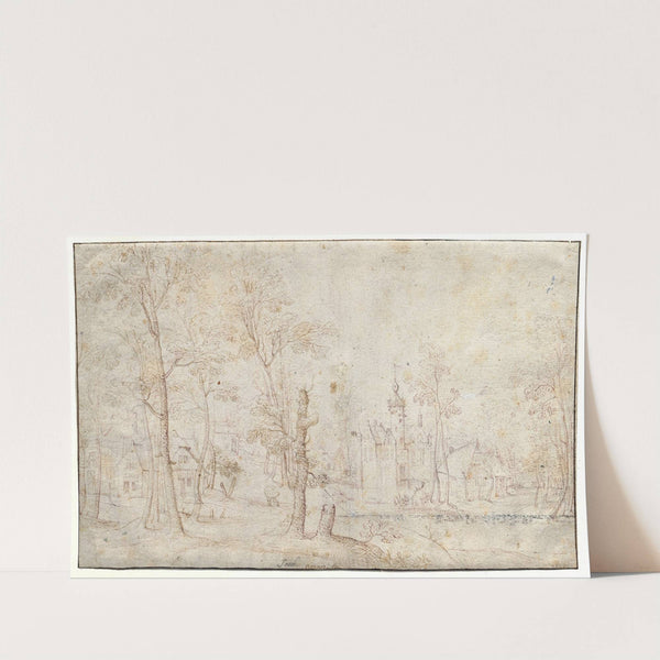 Moated Castle and Village by Jacob Grimmer