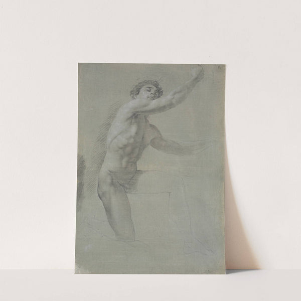 Model set forfra, knælende på højre ben; ikke tegnet færdig (1745 – 1802) by Jens Juel