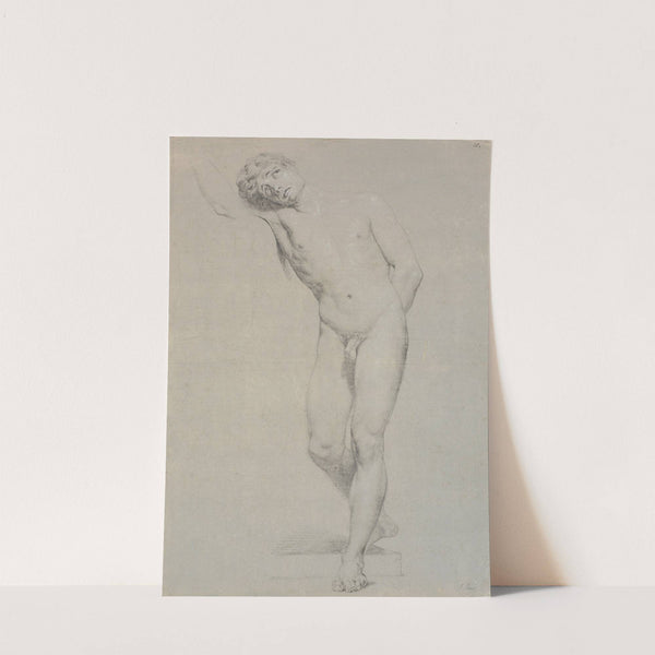 Model stående en face, hovedet støttet mod den løftede højre arm; ikke tegnet færdig (1745 – 1802) by Jens Juel