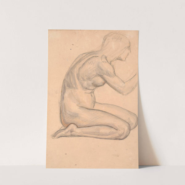 Modelstudie; knælende kvinde i profil m.h. by Joakim Skovgaard