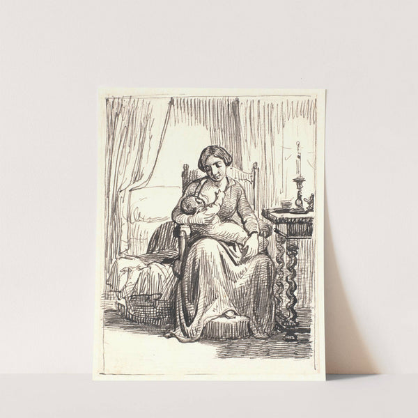 Moder med diende barn, t.h. tændt lys by Wilhelm Marstrand