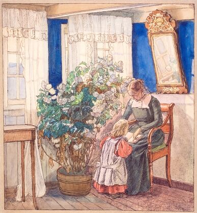 Moder og barn ser billeder (Anna og Hans Syberg) (1895 - 1896)