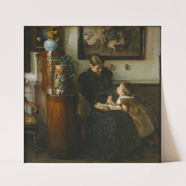 Moder skal læse Kunstnerens hustru og barn by Viggo Johansen