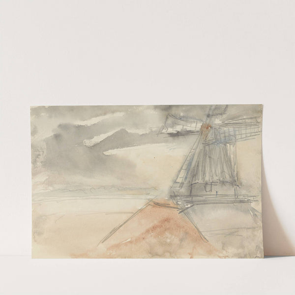 Molen bij bewogen lucht by Jozef Israëls