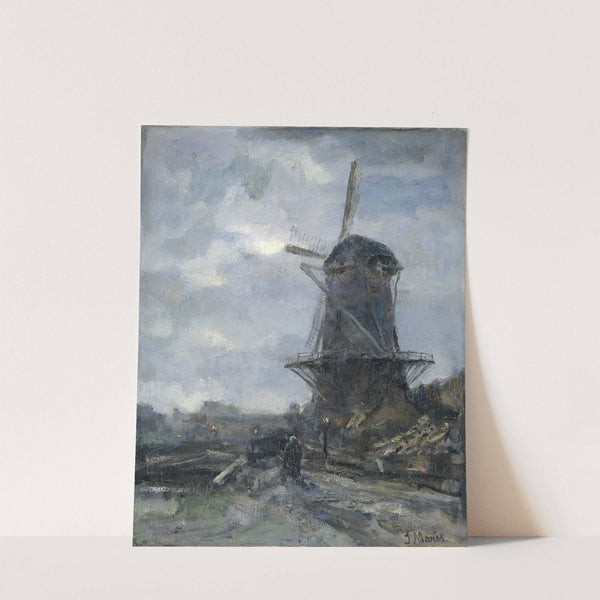 Molen bij maanlicht by Jacob Maris