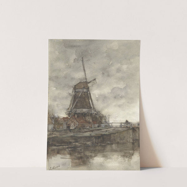 Molen en de brug bij de Noord-West-Buitensingel in Den Haag by Jacob Maris