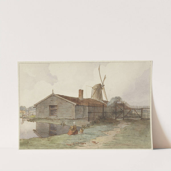 Molen met houten gebouwen bij Amsterdam by Hendrik Abraham Klinkhamer