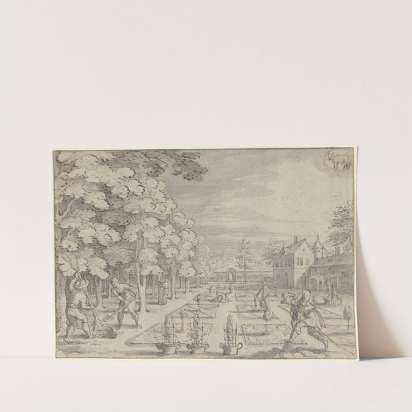 Monatsbild April, oben rechts das Zeichen des Stiers (ca 1622) by Matthäus Merian the elder