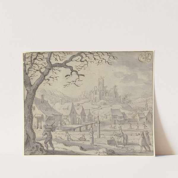 Monatsbild Januar, oben rechts das Zeichen des Wassermanns (1622) by Matthäus Merian the elder