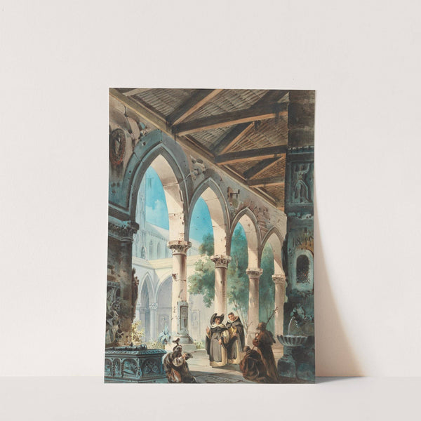 Mönche im Kreuzgang by Friedrich Perlberg