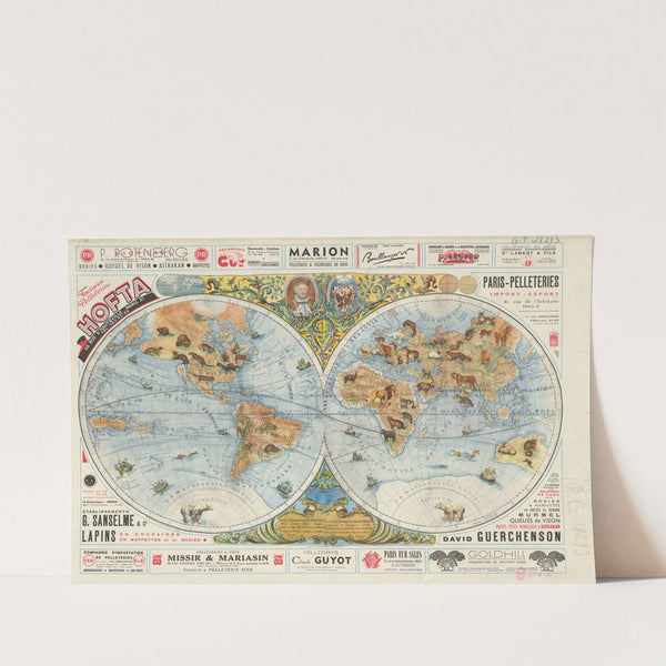 Monde. Répartition des animaux à fourrure (1951) by Hippolyte Lévy