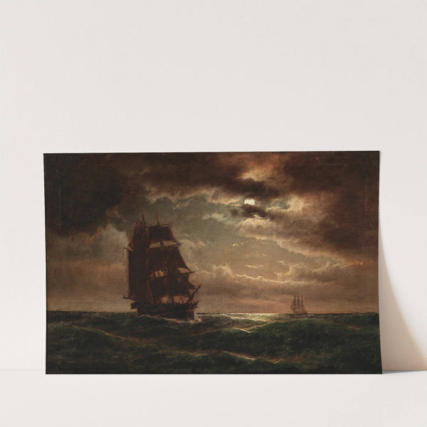 Mondnacht mit Dreimaster by Anton Melbye