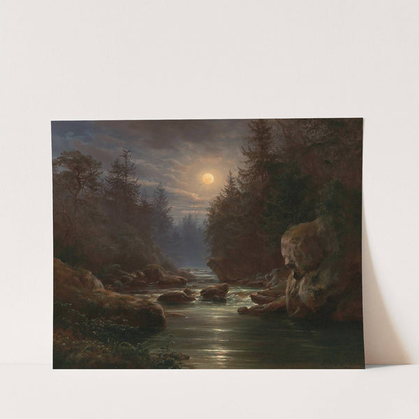 Mondscheinlandschaft. Motiv aus dem Langhermsdorfer Grunde in der Sächsischen Schweiz by Karl Christian Sparmann