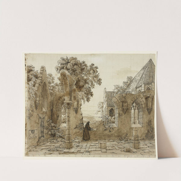 Monk in the Ruins of a Monastery (1820-1830) by Domenico Quaglio the Younger