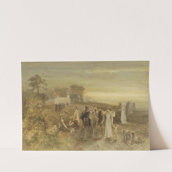 Monniken begeven zich naar een kerk, gadegeslagen door een groep Germanen by Charles Rochussen