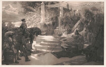 Montezuma receiving Ferdinand Cortez (1907)