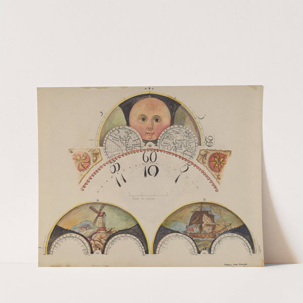 Moon Disc Paintings for Grandfather's Clock by Francis Law Durand