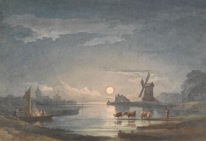 Moonlight on the River near Bruges