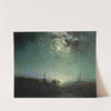 Moonlit coastal scene by Jean d'Alheim