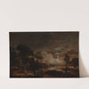 Moonlit Landscape with a View of the New Amstel River and Castle Kostverloren by Aert van der Neer