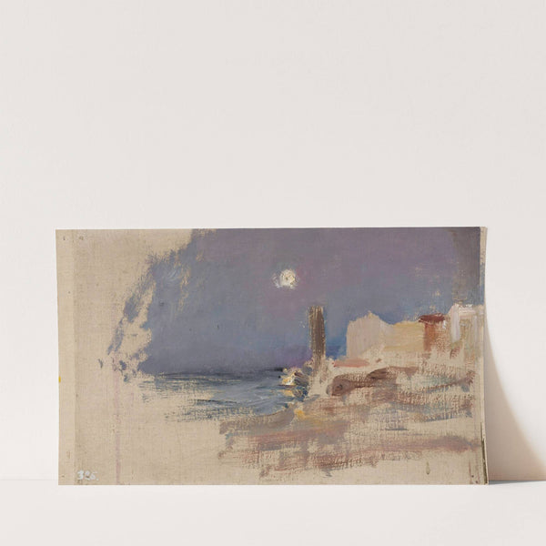 Moonlit landscape with water and architecture. From the journey to Constantinople (1893) by Jan Ciągliński