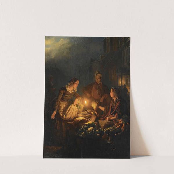 Moonlit Market In The Hague by Petrus van Schendel