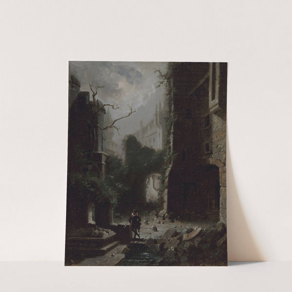 Moonlit Scene with Castle Ruins by Carl Spitzweg